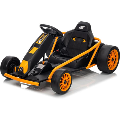 24V Kids Drift Go Kart 2x300W High-Speed 8.5 MPH | High Speed Drifting Car with Full Metal Body(Age: 5-12 Years)