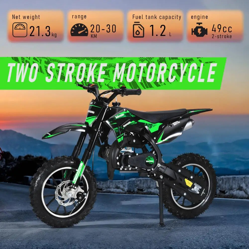 49cc Mini Kids Dirt Bike 2-Stroke Gas Motorcycle W/ Off-Rode Tire Up To 25 MPH