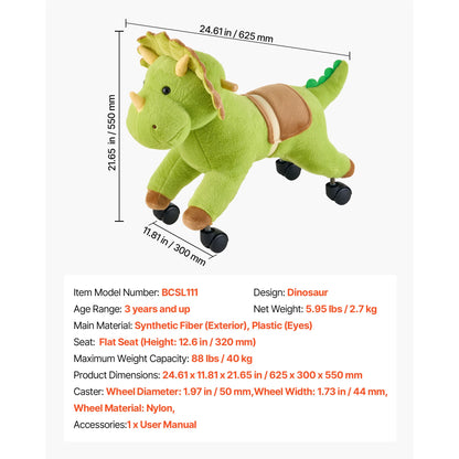 Kids Ride-On Dinosaur Toy for Ages 2–6 | 360° Steering | Kids Rider