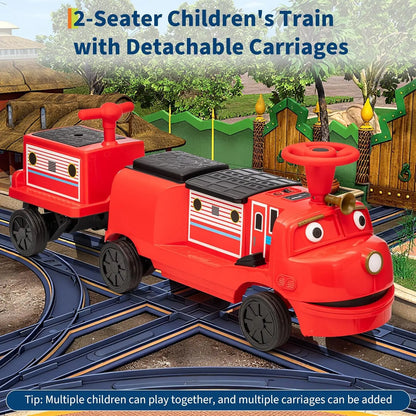 12V 3-Seater Ride On Train for Kids | Ride On Toy Car with 2 Speeds One-Button Start | Best Gift for Toddlers