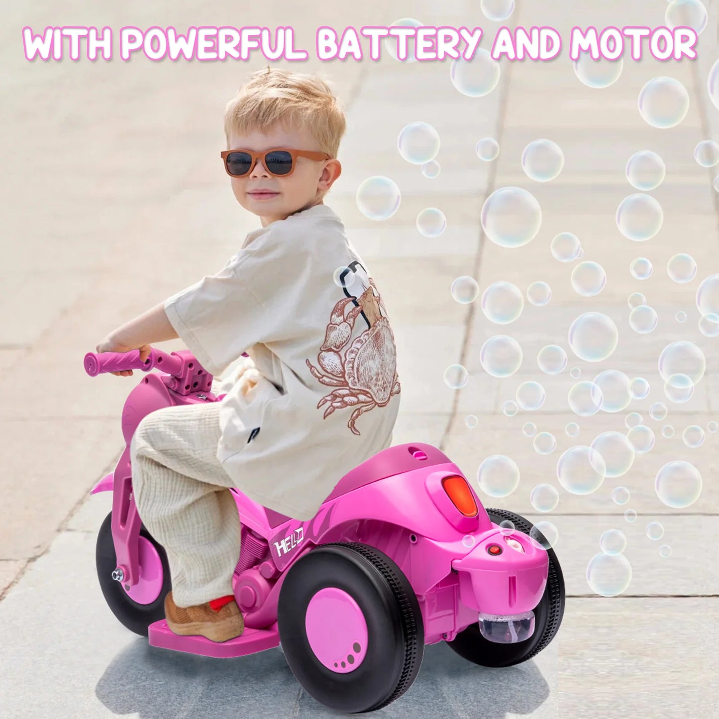 6V Ride-On Bubble Motorcycle for Toddlers & Kids | 3-Wheel Electric Bike | Kids Rider