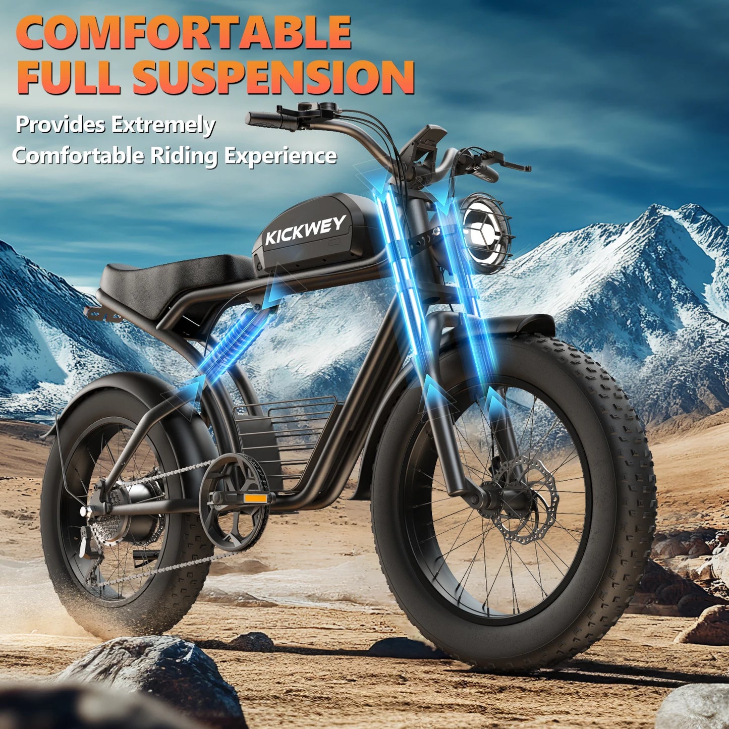 KICKWEY 48V K7 1500W Mountain Electric Bike for Teens & Adult - Fat Tire E-Bike