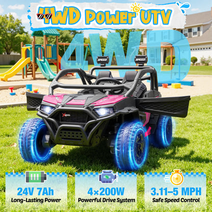 XXL 24V 4WD Off-Road Kids Ride-On UTV W/ Parent Control (70-90 Mins Ride Time)