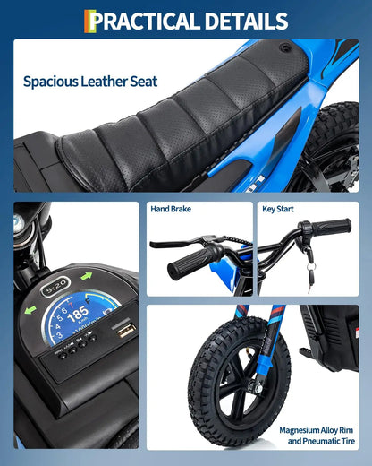 24V 350W Kids Electric Dirt Bike for Ages 6–14 | 14 MPH | Kids Rider