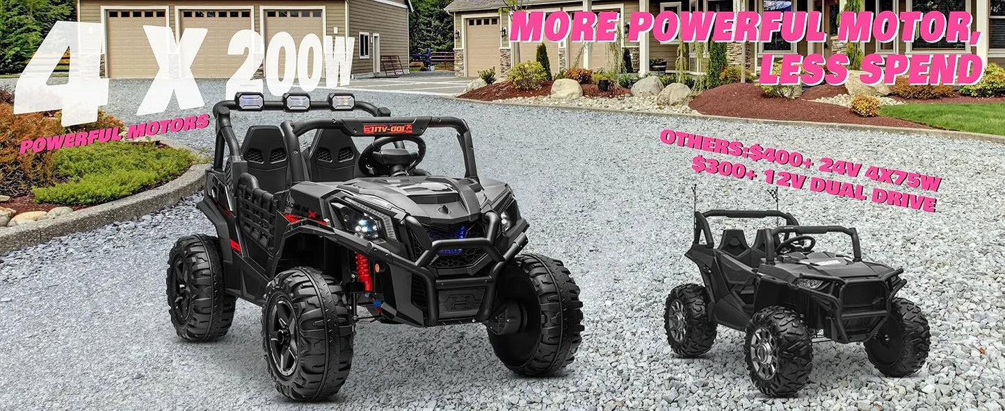 24V XL 2-Seater Kids Ride-On UTV 4WD w/ Remote | Off-Road UTV w/Long-Endurance Battery Power
