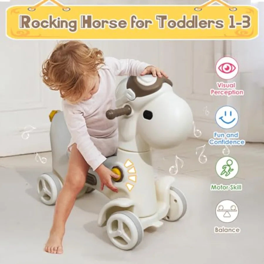 4-in-1 Toddler Rocking Horse | Ride-On, Push Car & Balance Toy | Kids Rider