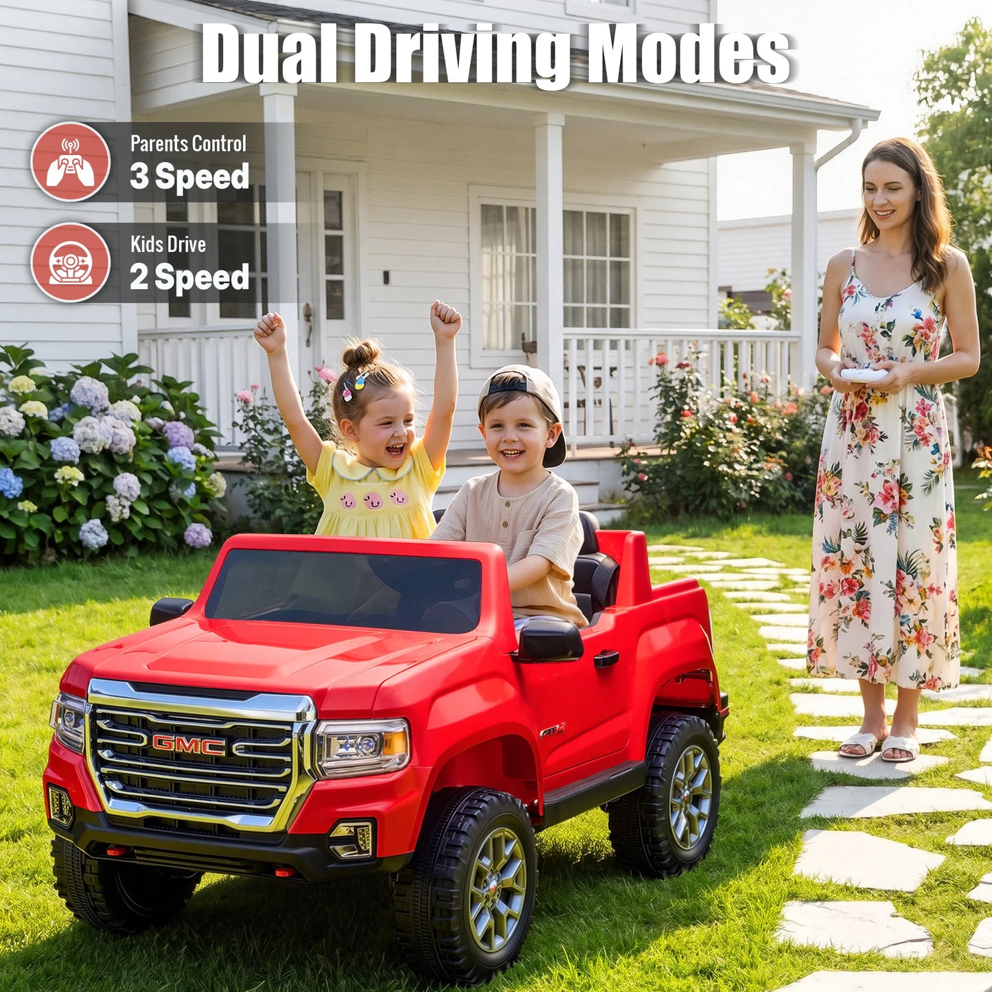 GMC Canyon 4X4 24V 4WD Kids Ride-On Truck | 4 Motors 7AH Power Battery Electric Pickup Car for Kids