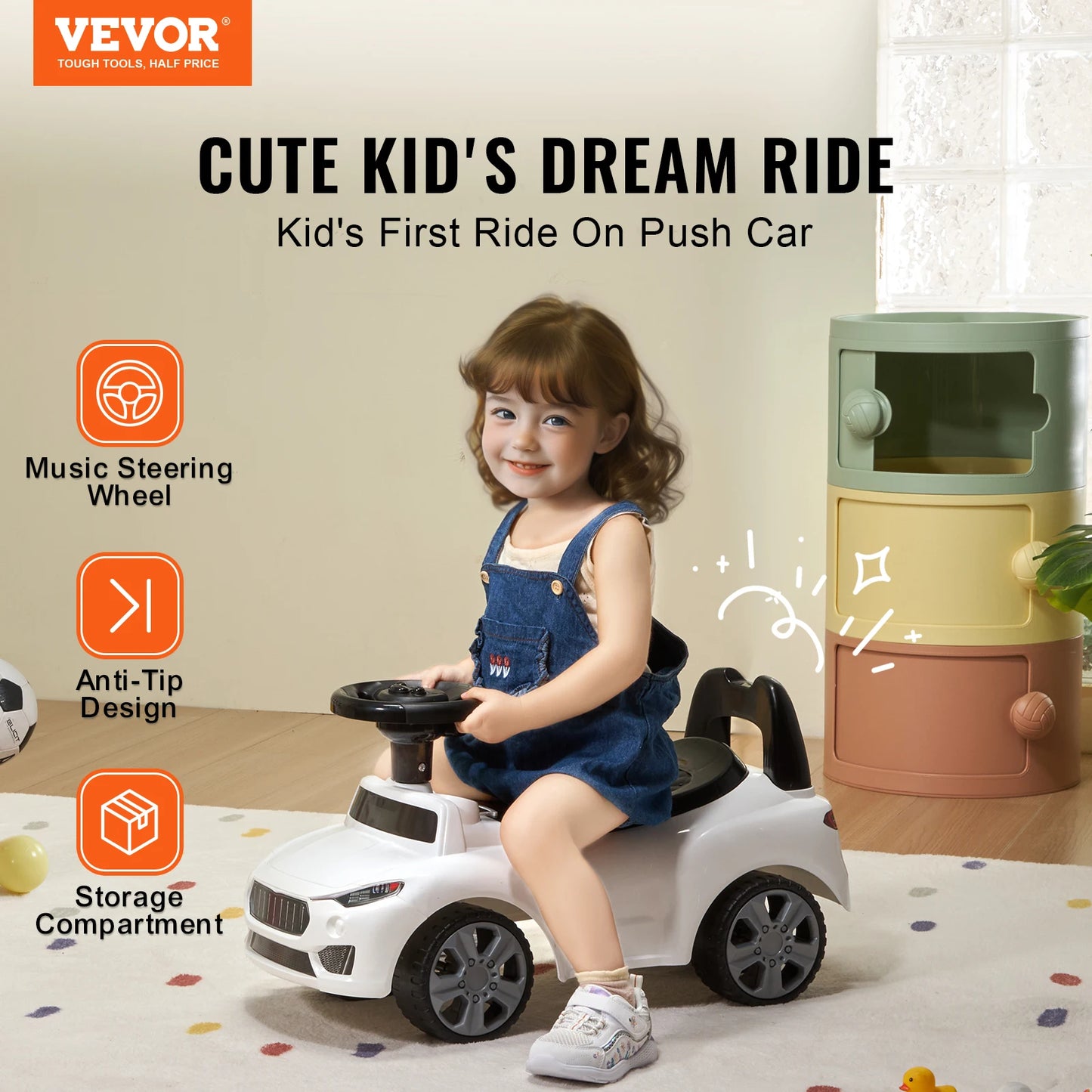 SucceBuy Kids Ride-On Push Car for Toddlers with Music & Steering | Kids Rider(Age 1 to 3 Yeras)