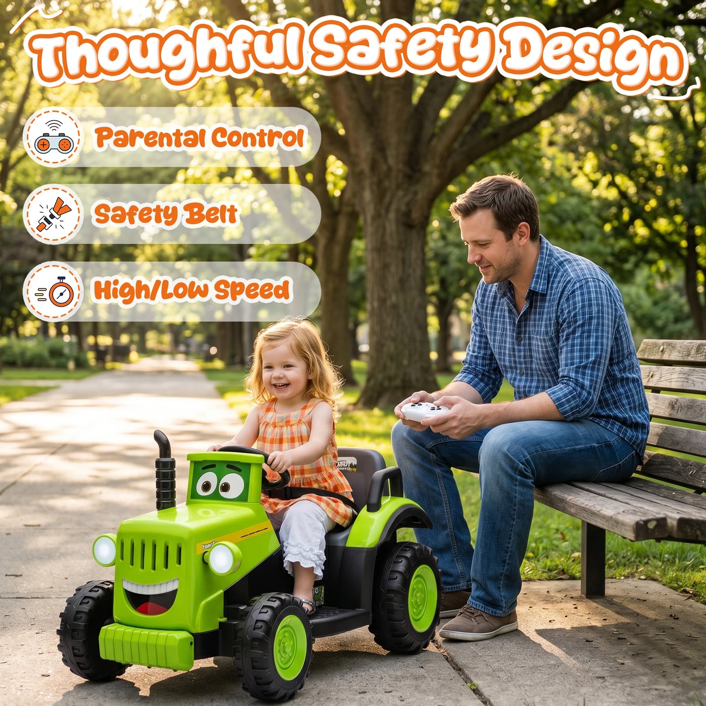12V Ride-On Tractor | Electric Tractor for Toddlers & Kids | Kids Rider