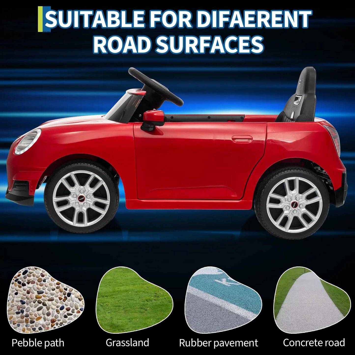 12V Mini Cooper Ride on Car Toy For Kids | Battery-Powered Electric Driving Car for kids With Parental Control