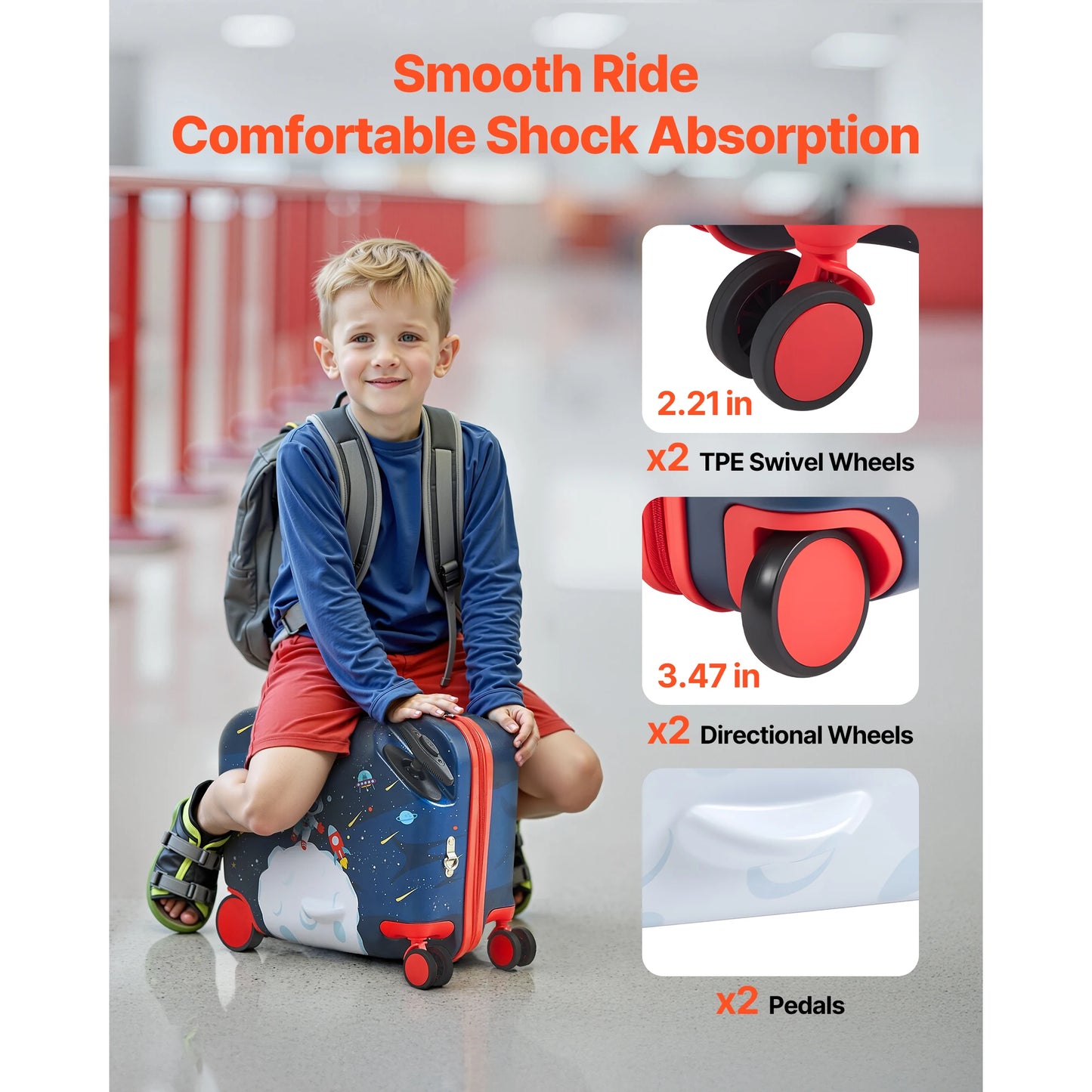18" Kids Ride-On Suitcase for Toddlers | 26L Carry-On Luggage | Kids Rider