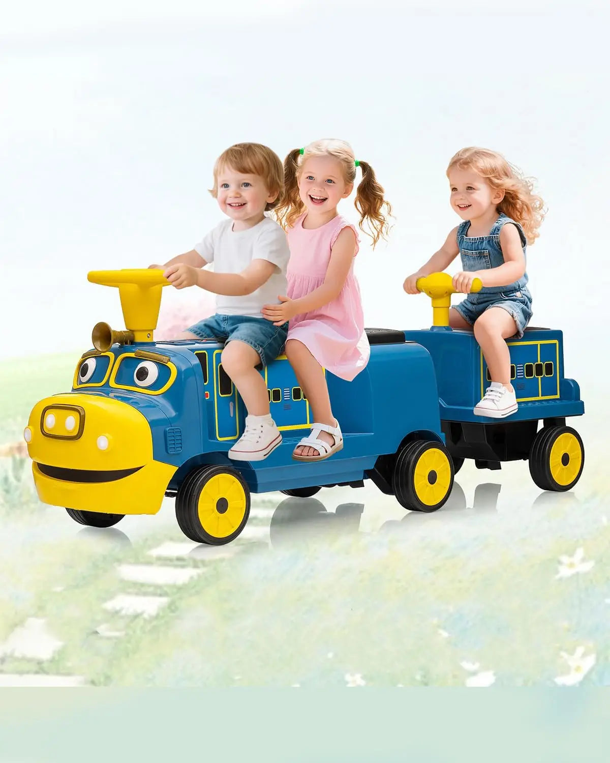 12V 3-Seater Ride On Train for Kids | Ride On Toy Car with 2 Speeds One-Button Start | Best Gift for Toddlers