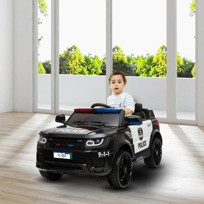 12V Big Kids Police Ride-On Car w/ Remote, Music & LED | 4Wheel Drive | 1-Seater