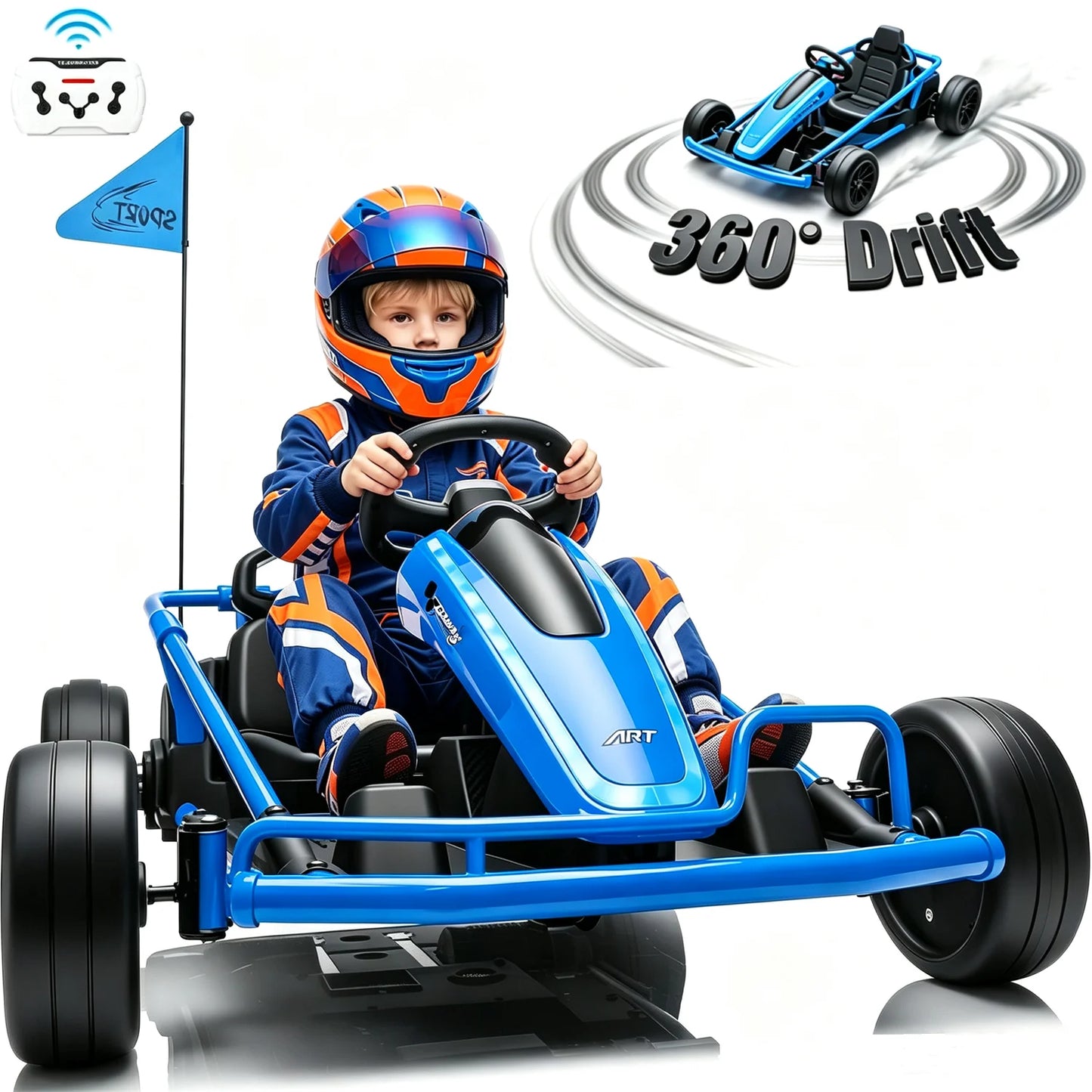 24V 360° Drift Go Kart Ride-On for Kids | 400W Dual Motor | Kids Rider