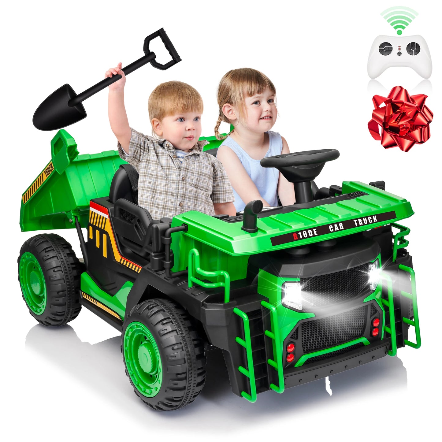 24V 2-Seater Kids Dump Truck 400W w/ Remote & Dump Bed& Shovel