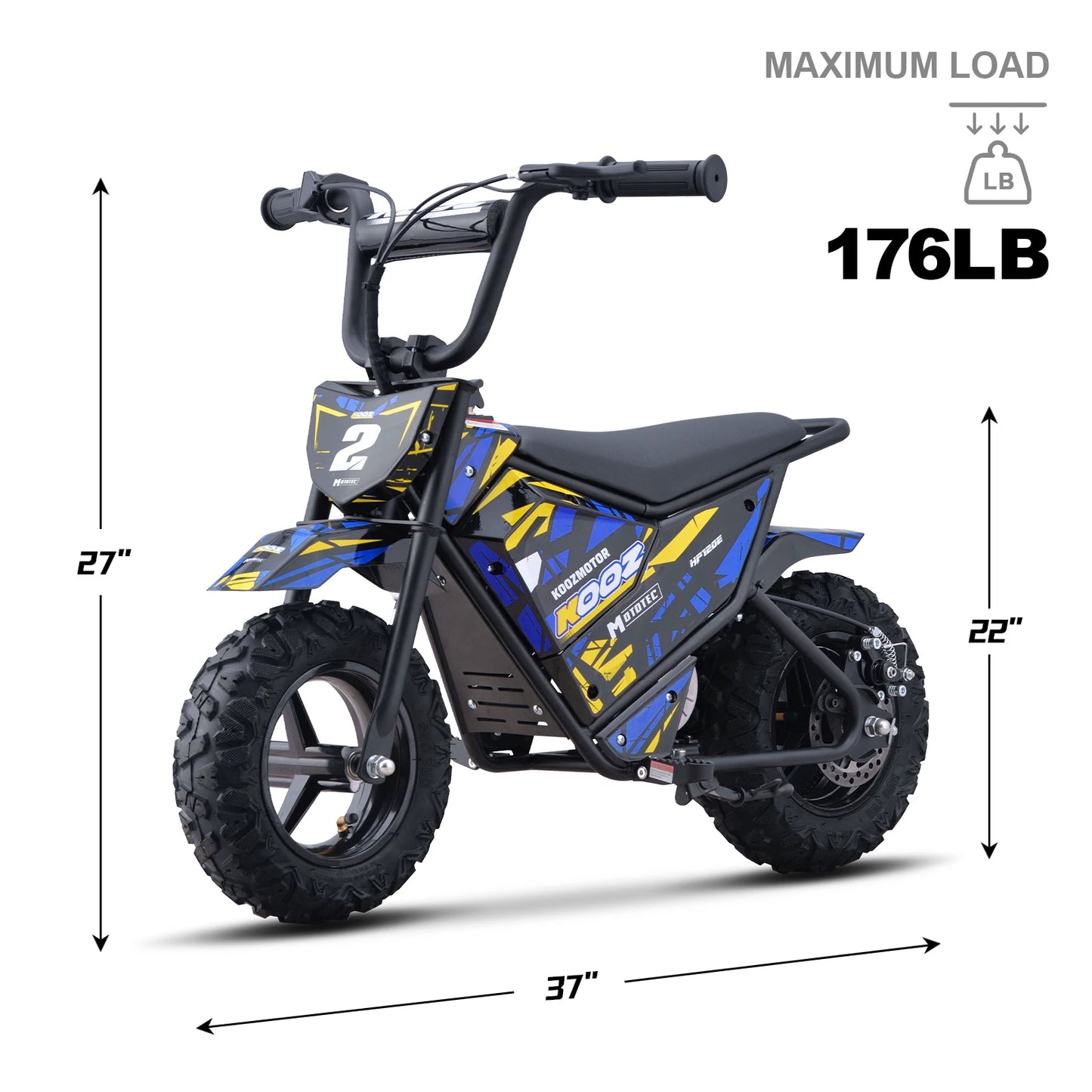 KOOZ HP120E 24V 250W Kids Electric Dirt Bike | Max Speed - 10 MPH & 7.5 Miles Range(Age: 5+)