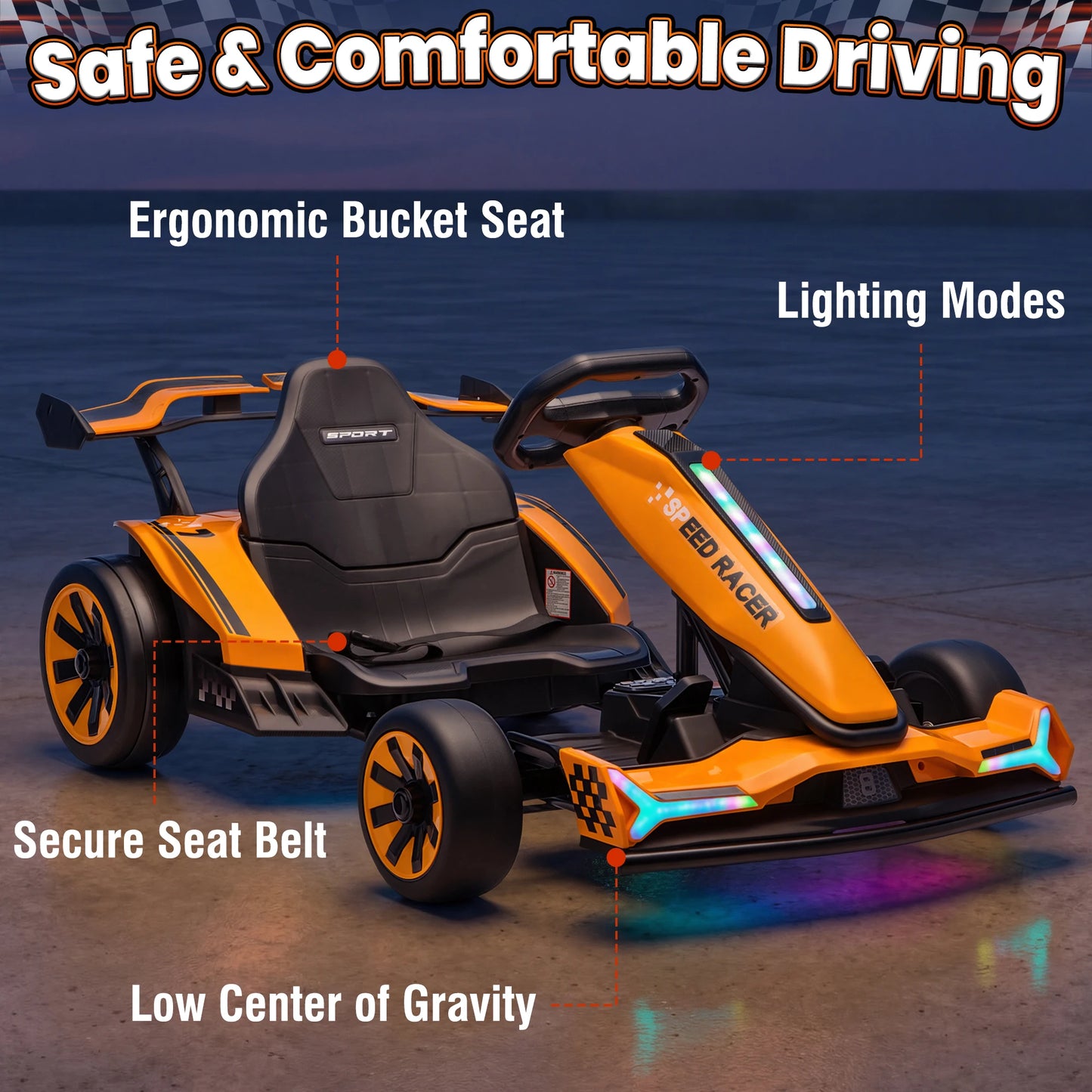 24V 360°Drift Go Kart for Kids | High Speed Drift Racing Car for Kids (Age: 5 to 14 Year)