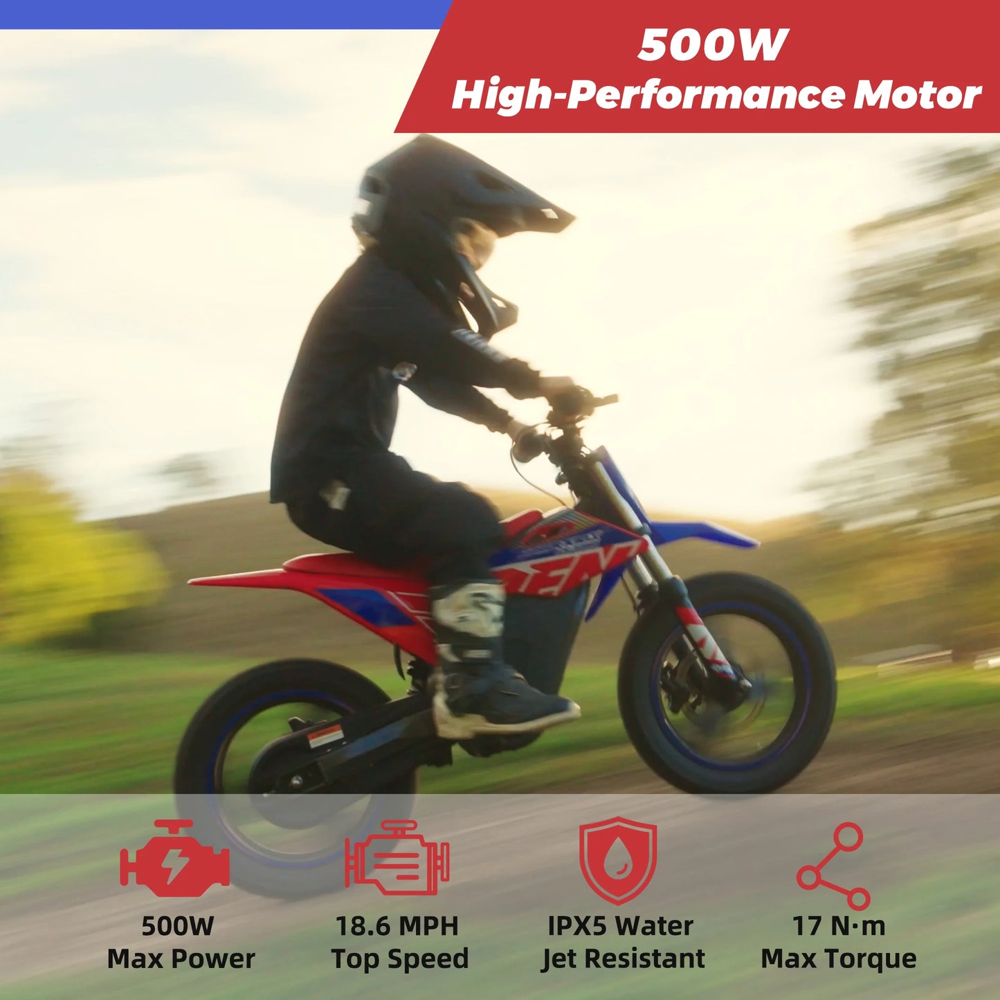 RFN Warrior Kids Electric Dirt Bike – Off-Road Electric Motorcycle for Kids (Ages 4–12Y)
