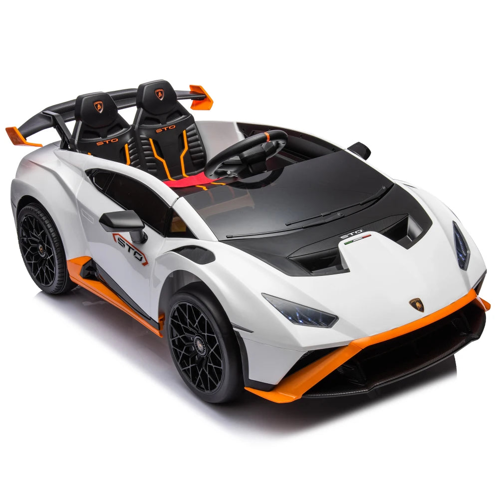 24V Licensed Lamborghini Huracan STO Kids Electric Ride-On Drift Car: 360° Spin