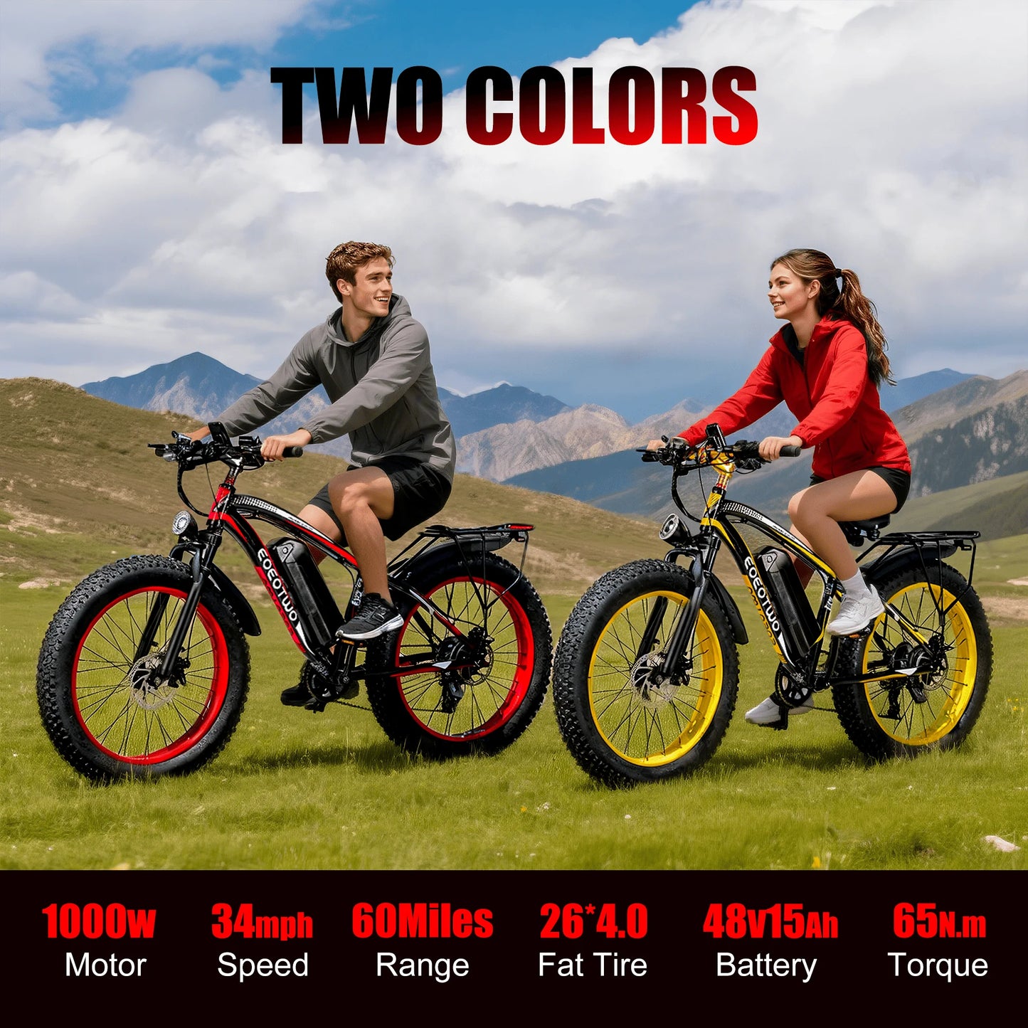 EOEOTWO Heavy-Duty E-Bike | 400 lbs Capacity | 65Nm Torque, 5 Riding Modes | Kids Rider