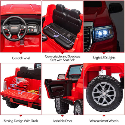GMC 24V 2-Seater Kids Ride-On Truck w/ Remote & LED