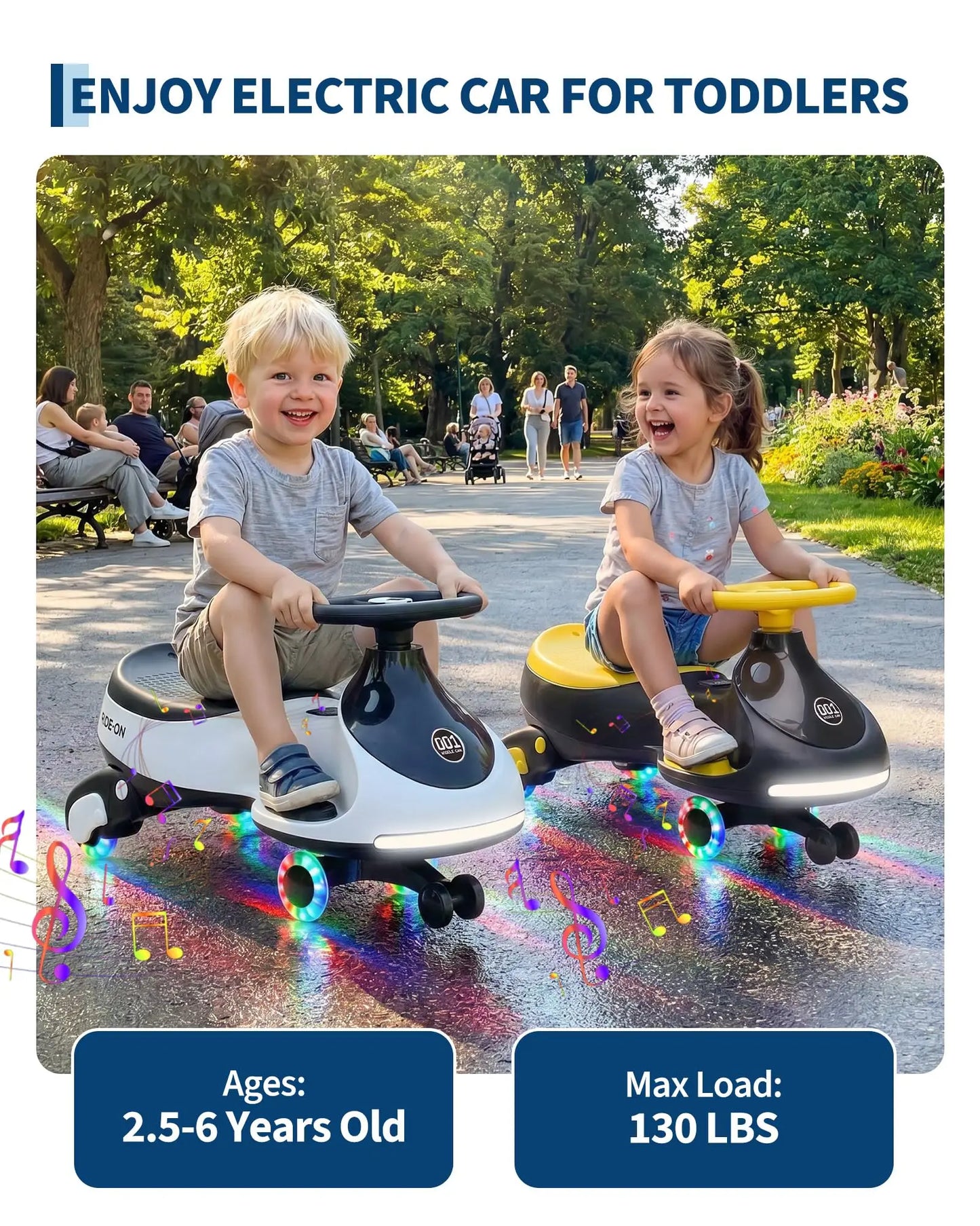 12V 2-in-1 Electric Wiggle Car for Ages 2–6 | Flashing Wheels | 2 In 1 Ride On Swing Car With Pedal For Toddlers