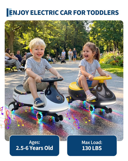 12V 2-in-1 Electric Wiggle Car for Ages 2–6 | Flashing Wheels | 2 In 1 Ride On Swing Car With Pedal For Toddlers