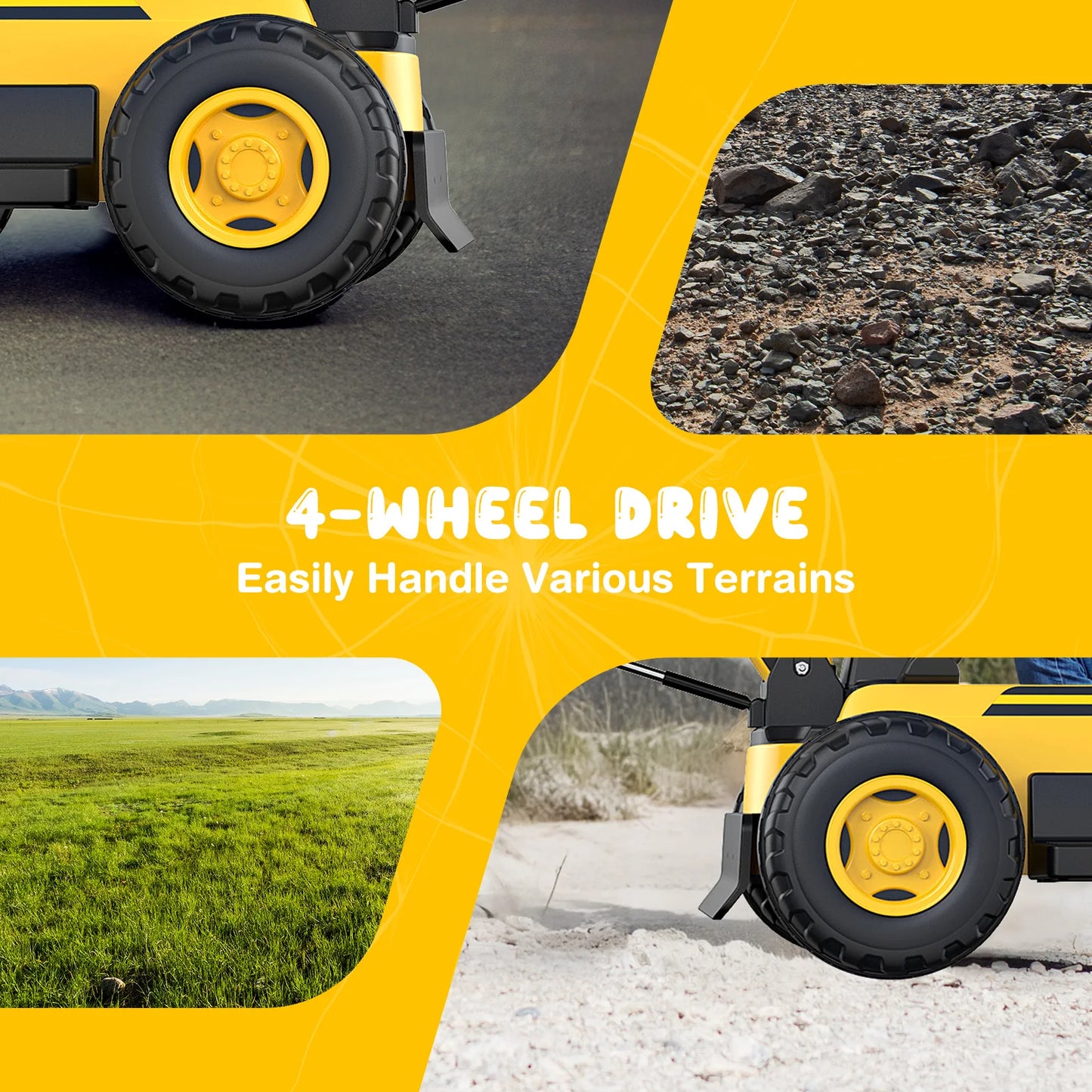 12V 4WD Kids Ride-On Excavator with Remote | Age 3-8 (Best Gift Gift for Kids)