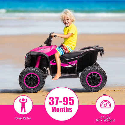 12V Kids Ride-On ATV w/ Remote, Lights & Music | Battery Powered Quad for Kids(Ages: 3-8Y)