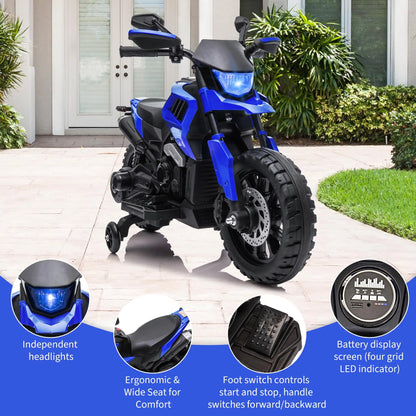 6V Electric Ride-On Motorcycle for Toddlers | Training Wheels | Kids Rider