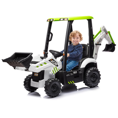 4-in-1  12V Kids Ride-On Excavator with Remote Control | Front Loader Digger Horn Adjustable Seat