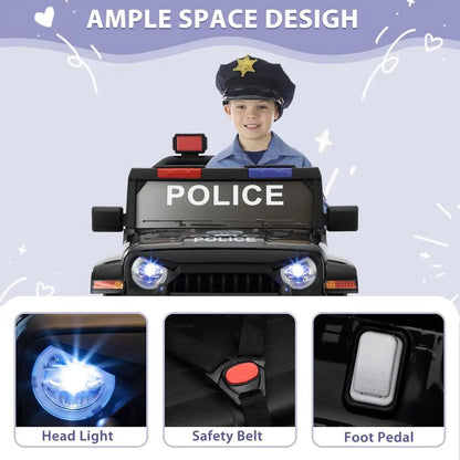 12V Kids Police Ride-On Jeep with Remote Control | Kids Rider