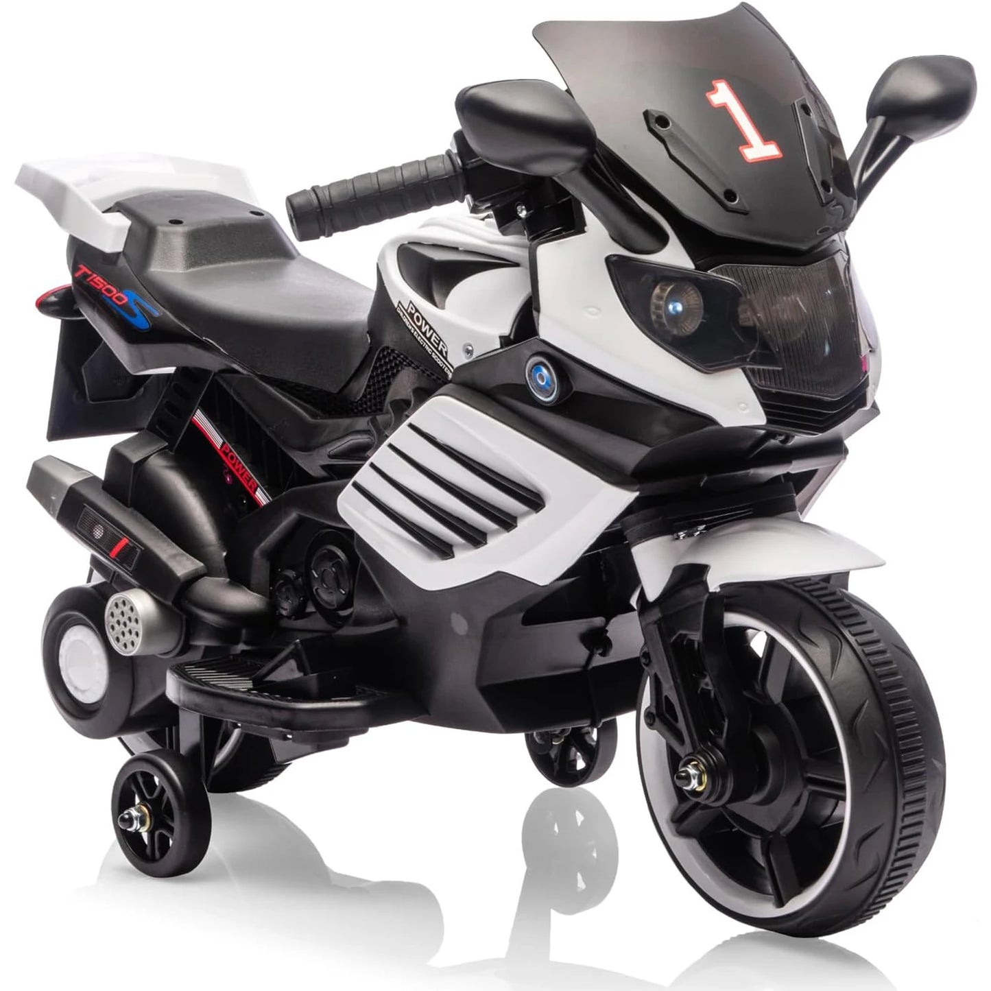 6V Ride-On Motorcycle for Toddlers w/ Training Wheels & Lights(3-6Y)