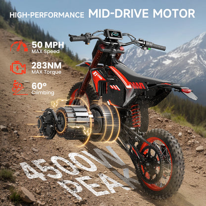 QRONGE X1 Spark 60V - 4500W Electric Dirt Bike for Teens & Adults | 50MPH w/Fat Tire Electric Motorcycle