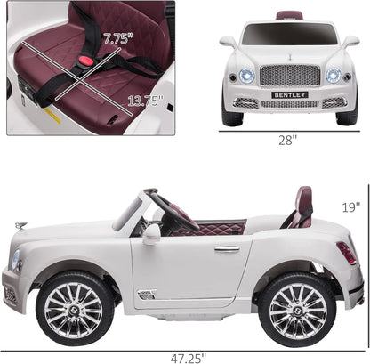 Bentley Mulsanne 12V Kids Ride on Car, Battery Powered Car with Remote Control, Suspension, Startup Sound, LED Lights, MP3, Horn, Mus