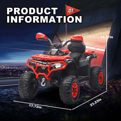 24V Kids Ride-On ATV w/ Bluetooth, Lights & Music | Rugged Off-Road Drive