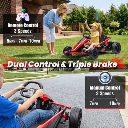 24V 360° Drift Go Kart Ride-On for Kids | 400W Dual Motor | Kids Rider