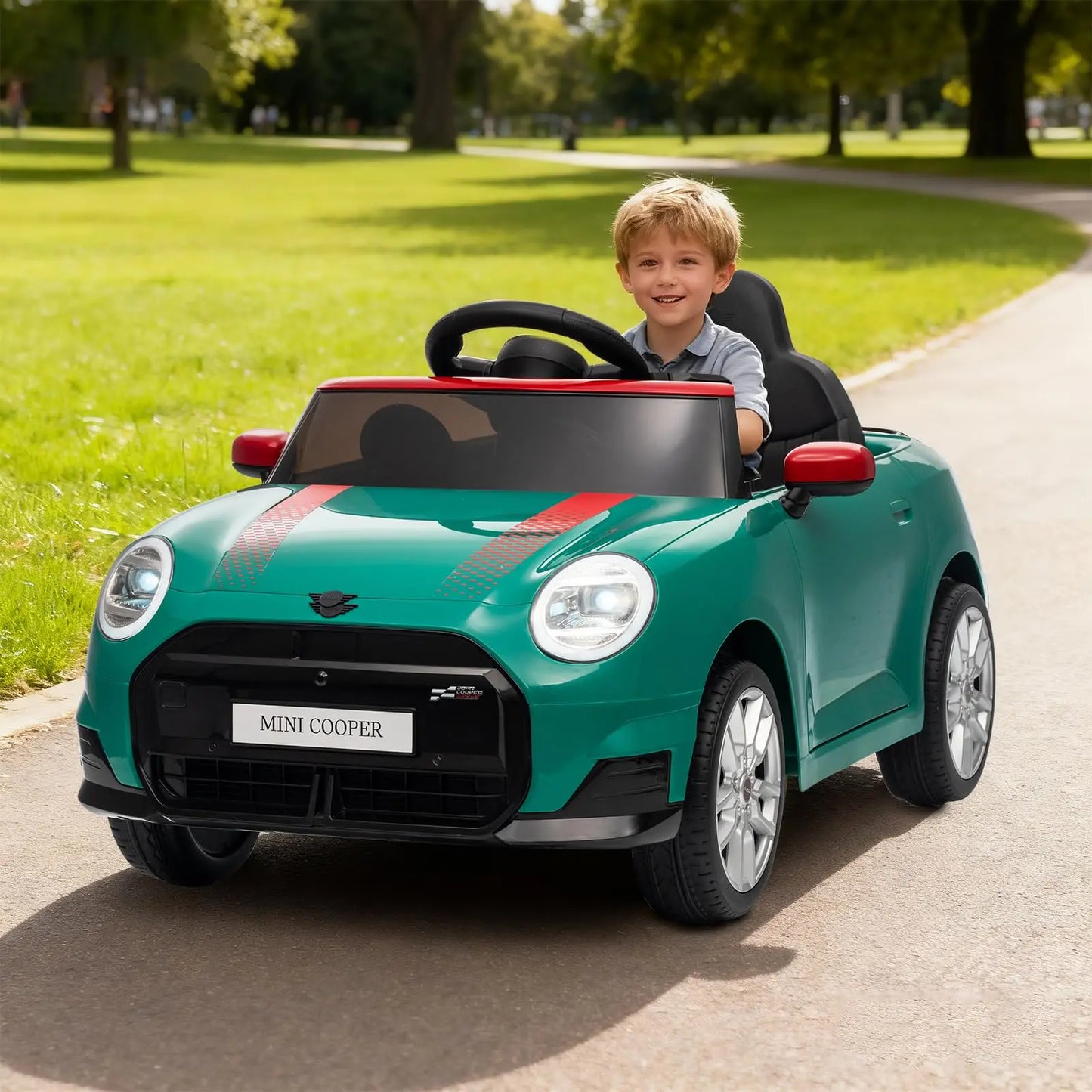 12V Mini Cooper Ride on Car Toy For Kids | Battery-Powered Electric Driving Car for kids With Parental Control