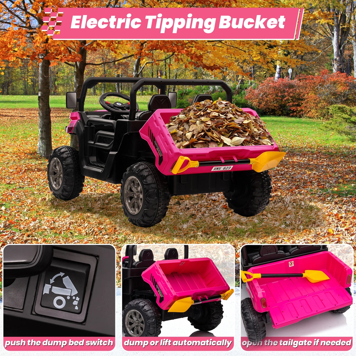 24V Kids Ride-On Dump Truck | 4WD 800W 2-Seater | Kids Rider