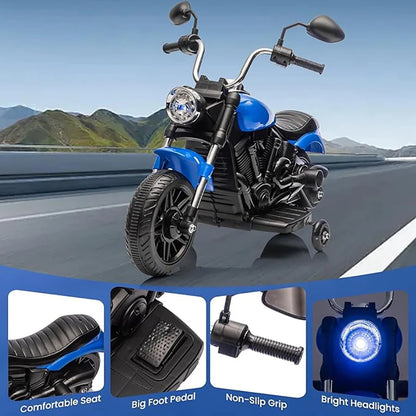12V Kids Motorcycle | 3-Wheel Ride on Motorcycle w/Detachable Training Wheels