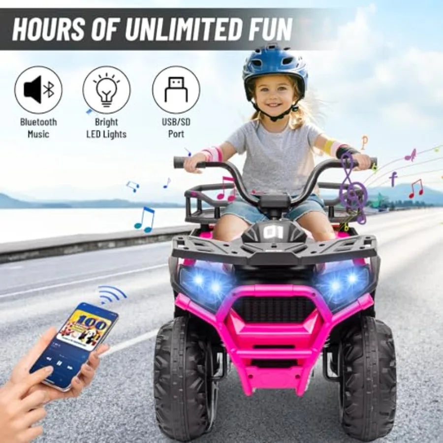 24V 4x4 Ride-On ATV Quad for Kids w/ Kneepads | 5Mph Max Speed & Big Tires