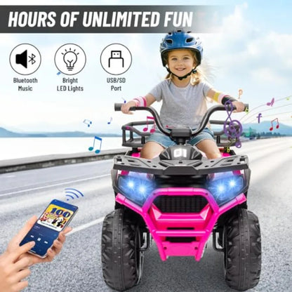 24V 4x4 Ride-On ATV Quad for Kids w/ Kneepads | 5Mph Max Speed & Big Tires