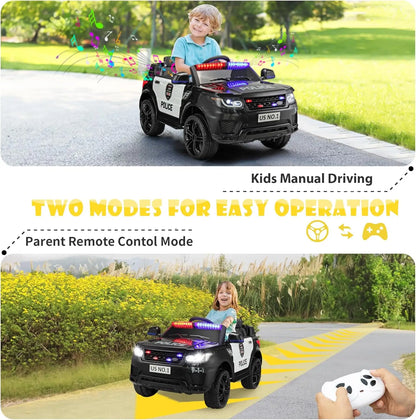 12V Kids Police SUV Ride-On w/ Remote, Siren & LED Lights | 1-Seater