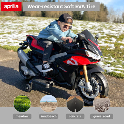 Aprilia Licensed 24V Kids Ride on Motorcycle w/LED Lights (Age: 4 to 12Y)