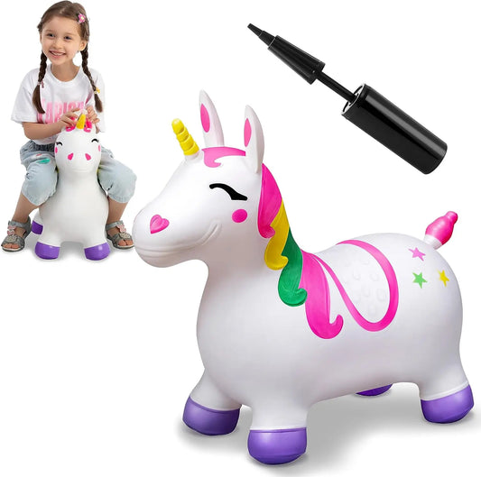 JOYFY Inflatable Unicorn Bouncer for Kids | Ride-On Hopper | Kids Rider