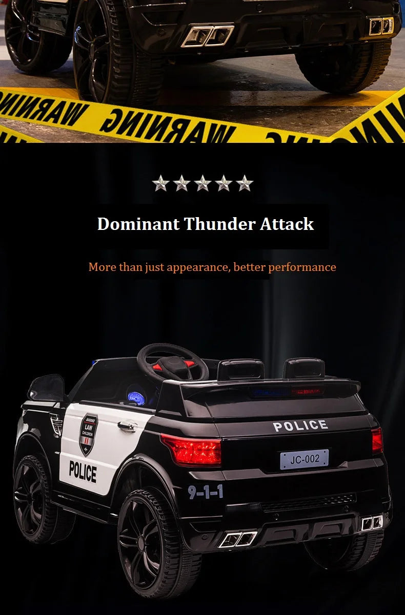 YOGOHALO 12V Big 4WD Kids Police Ride-On Car w/ Remote & Music | 1-Seater