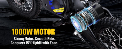 KOOZ 36V 1000W Electric Dirt Bike for Kids| 18 MPH | Kids Rider