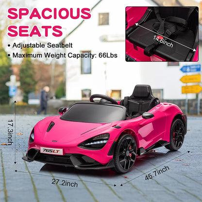 Licensed McLaren 765LT 12V Kids Ride-On Car w/ Hydraulic Doors