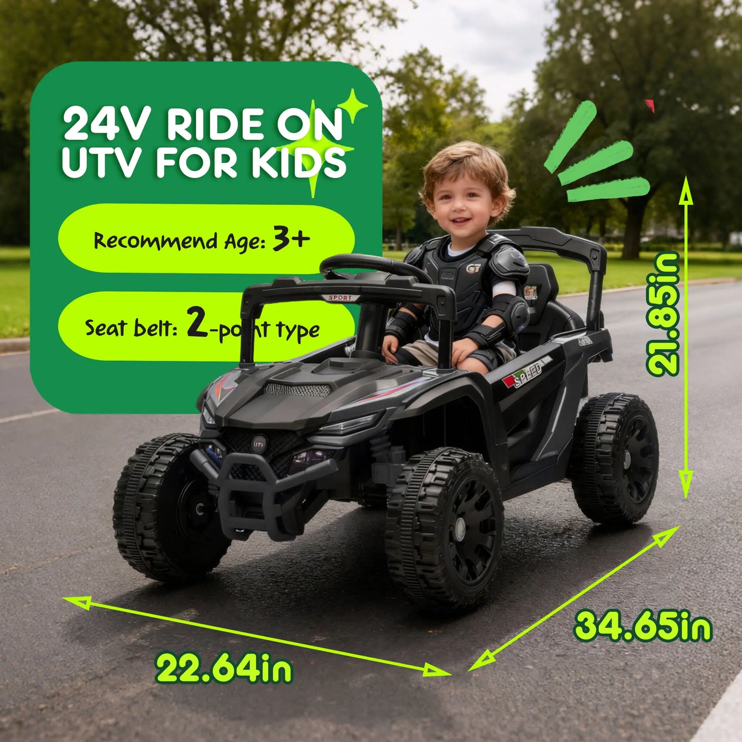 12V Electric UTV Ride-On Car | 2-Seater, Bluetooth & Remote | Kids Rider