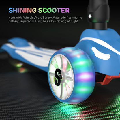 Kids 3-Wheel Scooter w/ LED Wheels & Seat Adjustable | Sit/Stand Child Toddler Toy